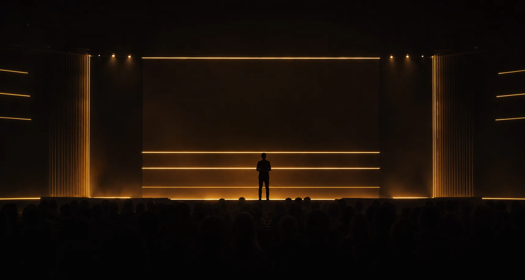 Corporate summit stage with gold LED lighting